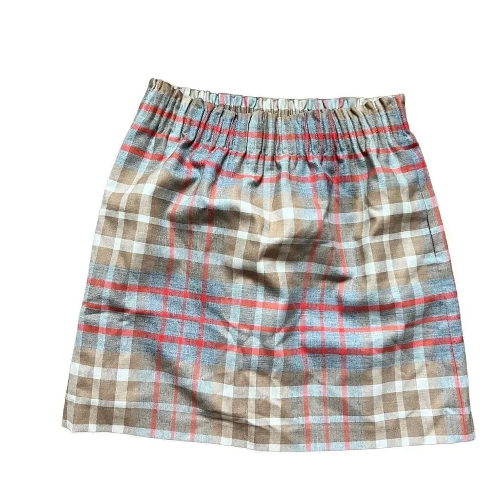 J crew wool blend tartan plaid mini skirt size 4 paper back stretchy